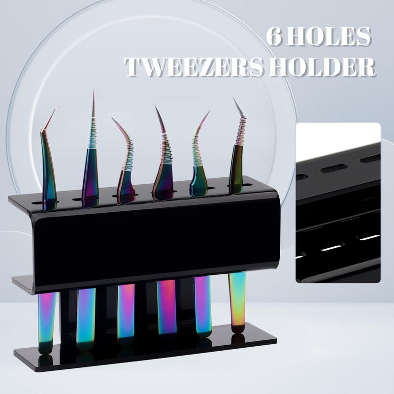 GEMERRY Lash Extension Supplies GEMERRY Tweezer Holder Tweezer Stand for Eyelash Extension Supplies Accessories Tools Acrylic Display Storage 6 Pcs Tweezers Shelf Holder (Black) - Image 4